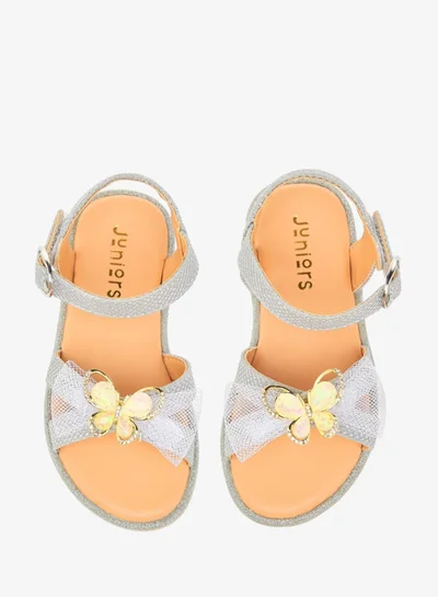 جونيورز صنادل بناتي مزينة بفراشات بإغلاق لاصق