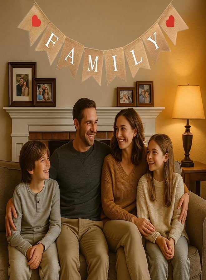 Oarkive Family Banner Burlap Bunting - Family Reunion Sign & Photo Booth Props for Adoption & Reunion Party Decorations - Image 4