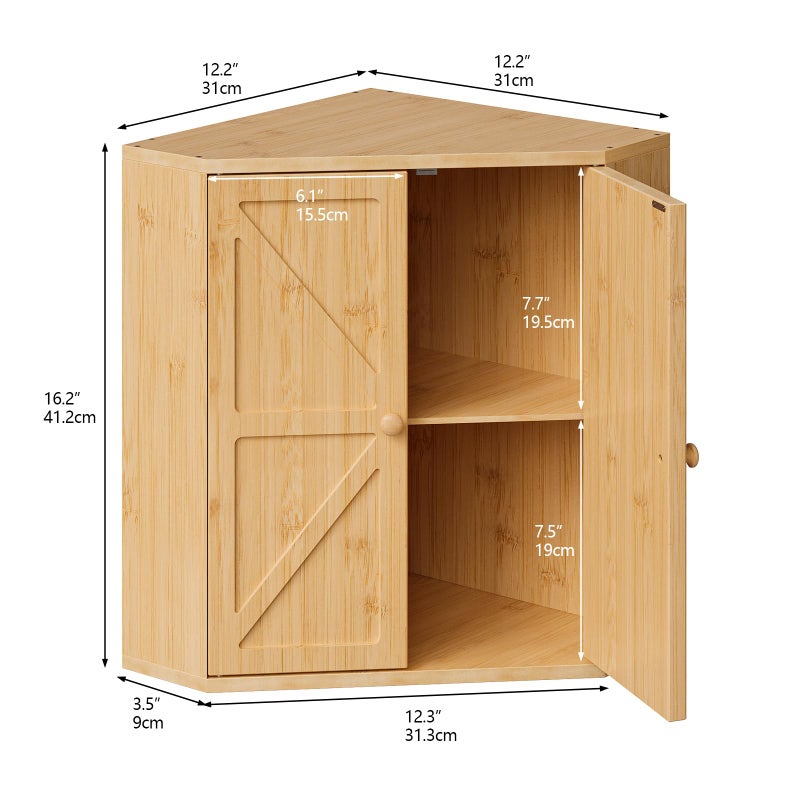 Trironsun Corner Bread Box for Kitchen Counter Double Layer Bamboo Bread Storage Container Large Capacity Bread Storage Bin Farmhouse Breadbox Organizer (Bamboo Natural) - Image 5