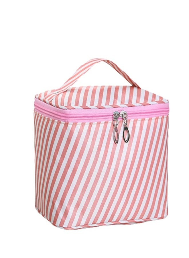 TINSICO Makeup Bag Large Cosmetic Bags for Women Travel Makeup Organizer Case 22x16x15cm,Pink Pattern - Image 1