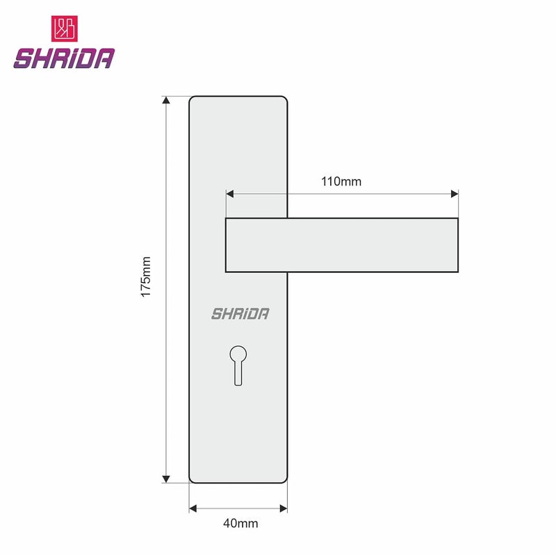 Shrida Udyog SHRIDA Steel Door Lock Handle Set with Brass Lock Body Set with 3 KeysMortise Door Locks for Main DoorDoor Lock for Bedroom DoorMain Door Locks for Home Black Silver Finish Curv 511 - Image 4