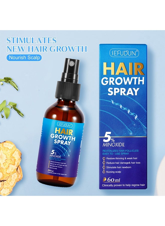 Sefudun 5% Minoxidil Hair Growth Spray, for Longer Thicker Fuller Hair Professional Treatment for Hair Loss and Hair Regrowth Treatment Serum Minoxidil for Men and Women 60ml - Image 2