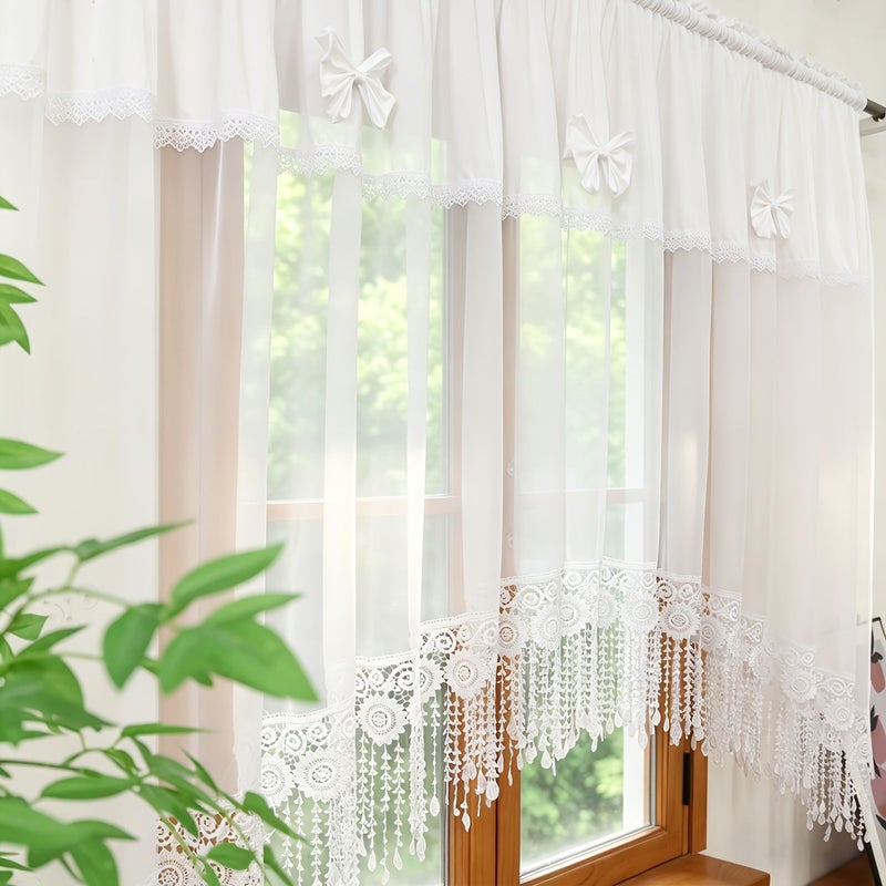 Arch Embroidered Lace Curtain 78.74x59.06inch Sheer Window Drapes Soft Touch Fabric Machine Washable Decor - Image 1