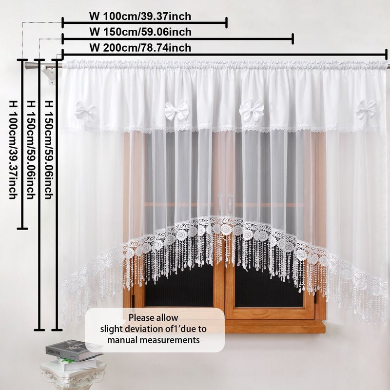 Arch Embroidered Lace Curtain 78.74x59.06inch Sheer Window Drapes Soft Touch Fabric Machine Washable Decor - Image 2