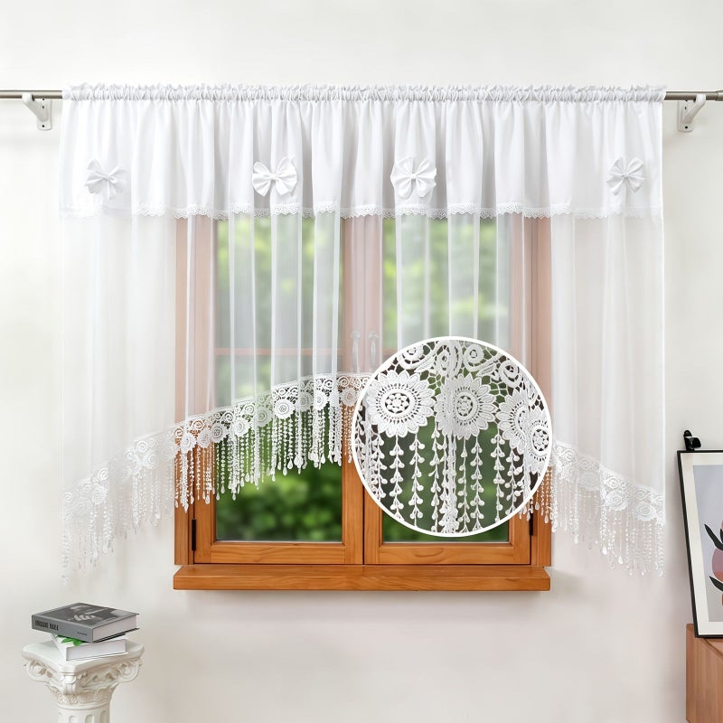 Arch Embroidered Lace Curtain 78.74x59.06inch Sheer Window Drapes Soft Touch Fabric Machine Washable Decor - Image 3