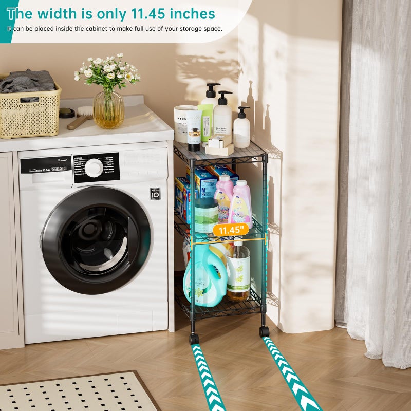 SINGAYE Shelf Closet Wire Shelvingï¼šAdjustable Metal Unit for Laundry Room Organization Bathroom Kitchen Home Storage with Wheels Small Pantry Rack Shelves - Image 5