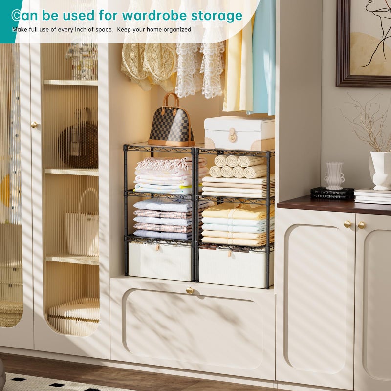 SINGAYE Shelf Closet Wire Shelvingï¼šAdjustable Metal Unit for Laundry Room Organization Bathroom Kitchen Home Storage with Wheels Small Pantry Rack Shelves - Image 4