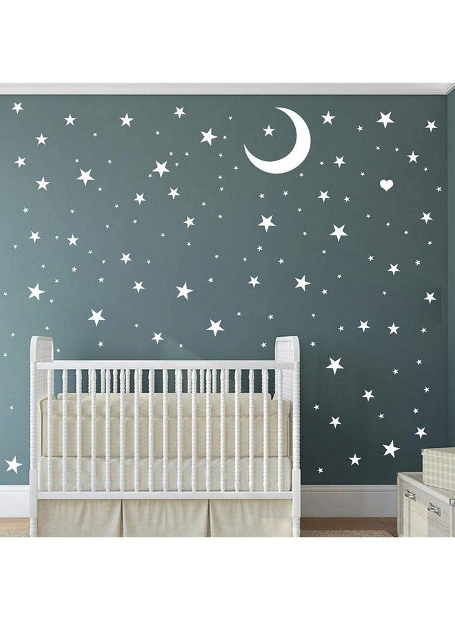 Easma Star Wall Decals (191Stars+1Moon+1Heart) 3 Size White Stars And Moon Decals Removable Peel And Stick Stickers Fits Kids Room Decor - Image 1