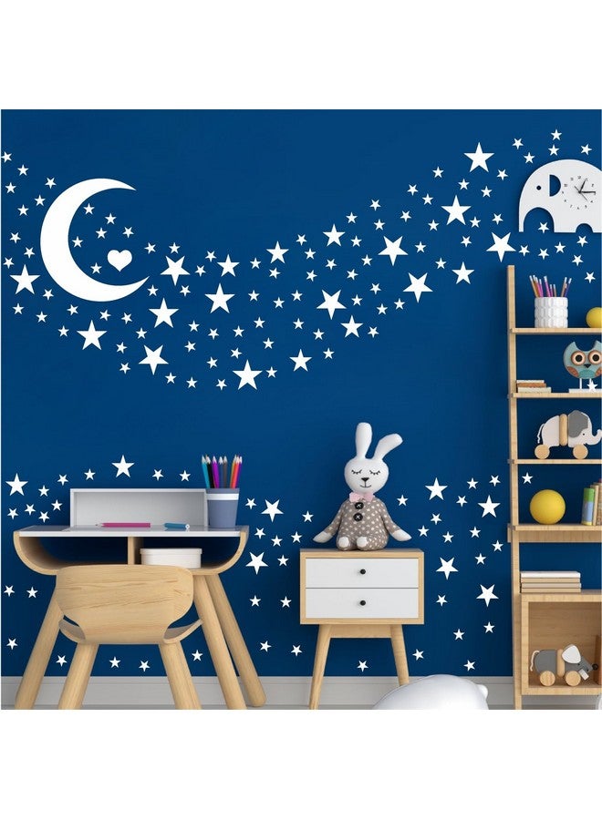 Easma Star Wall Decals (191Stars+1Moon+1Heart) 3 Size White Stars And Moon Decals Removable Peel And Stick Stickers Fits Kids Room Decor - Image 5
