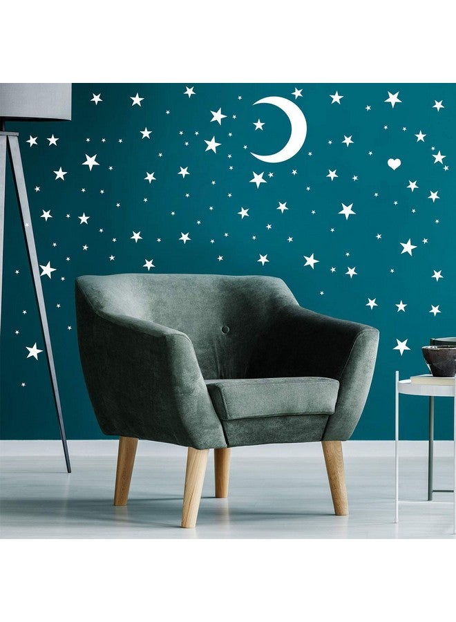 Easma Star Wall Decals (191Stars+1Moon+1Heart) 3 Size White Stars And Moon Decals Removable Peel And Stick Stickers Fits Kids Room Decor - Image 4