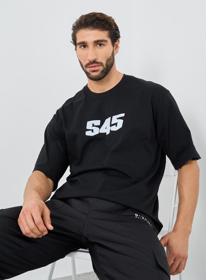 Styli Slogan Print Round Neck Oversized T-Shirt - Image 1