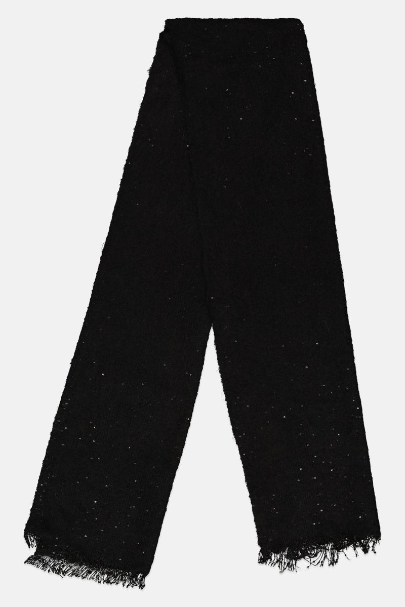 bebe Women Textured Scarves 196 L x 45 H cm, Black  - Image 1