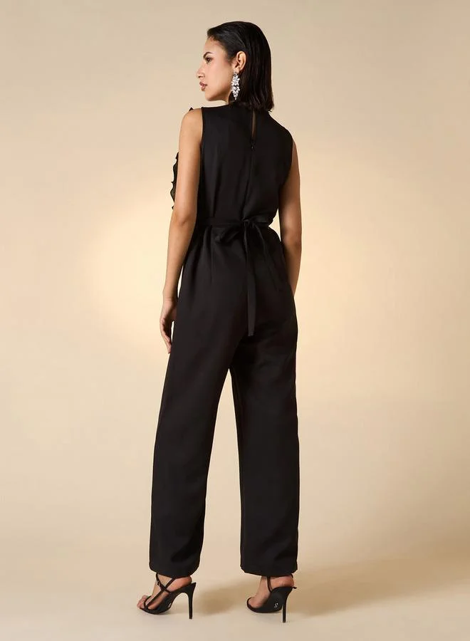 2Xtremz 2Xtremz Ruffle Detail Sleeveless Jumpsuit with Tie-Up Detail