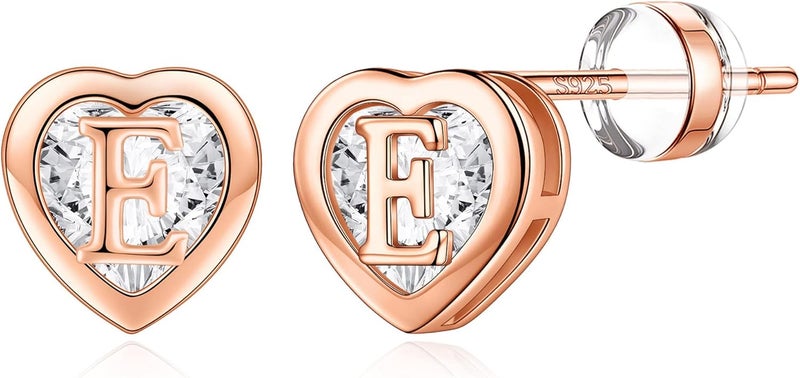 IEFWELL Stud Earrings for Girls Women - Heart Initial Stud Earring 14K Gold Plated Earrings Stacks Hypoallergenic Earring for Piercing Gifts for Women Trendy Gifts for Teen Girl - Image 1