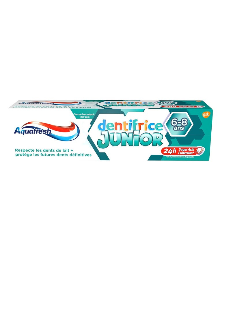 أكوا فريش Dentifrice Junior 6-8 ans or Junior Toothpaste,Protects Growing Teeth,Sweet Mint Flavour,For Children Aged 6 to 8 Years,50ml 