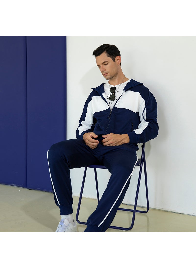 Generic - Mens Autumn Winter Casual Hoodie Tracksuit Set Navy blue - Image 1