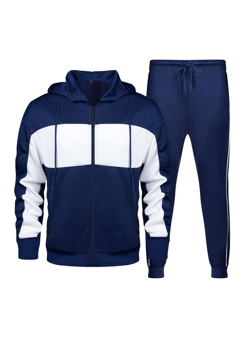 Generic - Mens Autumn Winter Casual Hoodie Tracksuit Set Navy blue - Image 1
