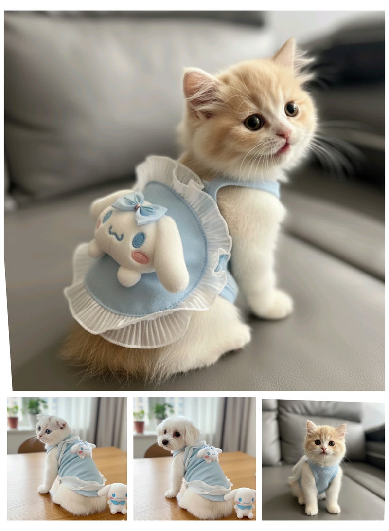 A.M Small Bichon Maltese Teddy Cat Summer Pet Cloth Having Cinnamoroll Dog doll on it. Breathable Cute Small Vest Milk Dog Milk Cat - Image 1