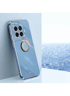 For OnePlus Ace 3 XINLI Straight Edge 6D Electroplate TPU Phone Case with Ring Holder(Celestial Blue)