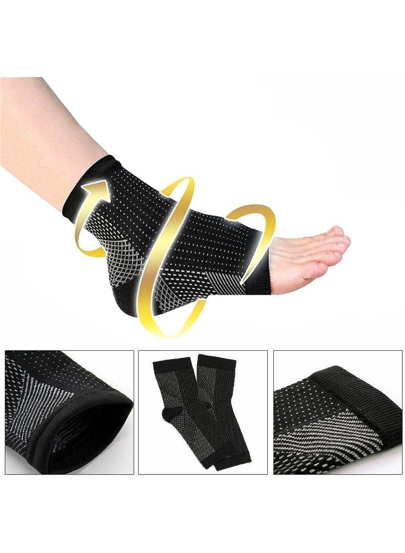 Sweet seven 5 أزواج من جوارب الضغط النحاسية دعامة الكاحل تخفيف الألم من الاعتلال العصبي والتهاب الأوتار إدارة الألم أكمام ضغط القدم للرجال والنساء (مقاس L/XL أبيض وأسود ونقاط بيضاء) - Image 4