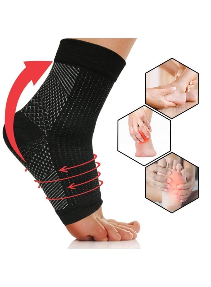 Sweet seven 5 أزواج من جوارب الضغط النحاسية دعامة الكاحل تخفيف الألم من الاعتلال العصبي والتهاب الأوتار إدارة الألم أكمام ضغط القدم للرجال والنساء (مقاس L/XL أبيض وأسود ونقاط بيضاء) - Image 5