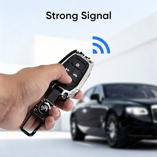 SHOPOFLUX Key Cover Compatible with Tata Nexon | Harrier | Safari | Altroz | Tigor | EV | Punch | Tiago EV Electric 4 Button Smart Key (Metal Silicone Black) - Image 3