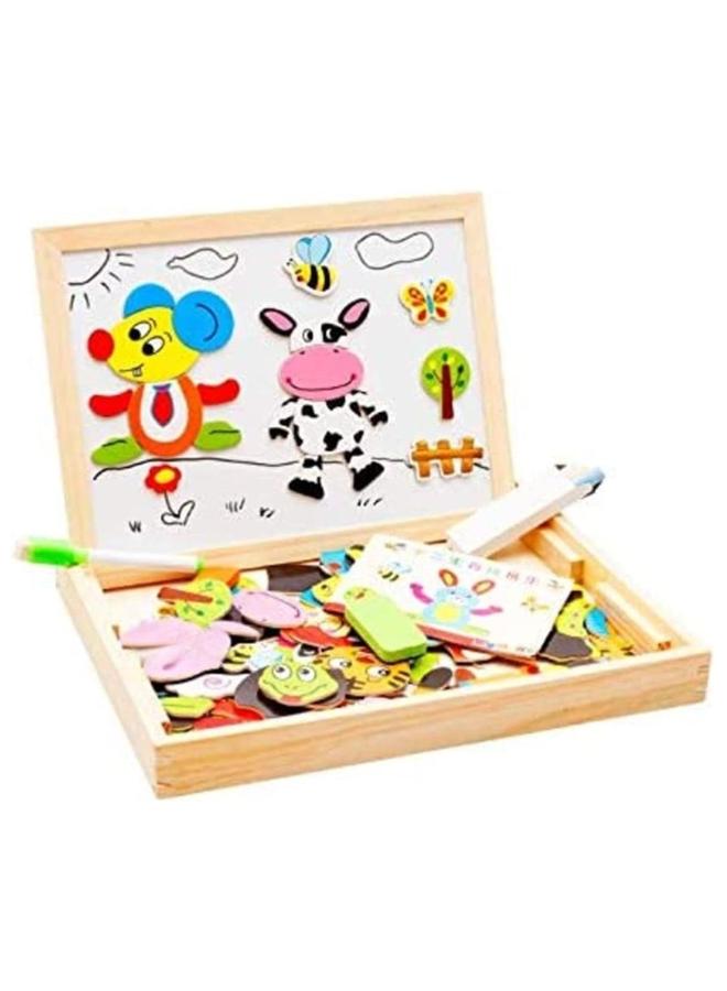 Educational Learning Wooden Animal Magnetic Puzzle with Board Game, Erase Chalkboard Toy for Kids Imagination, Toys Set Children, Twelve Zodiac Puzzle, Color Recognition - Image 2