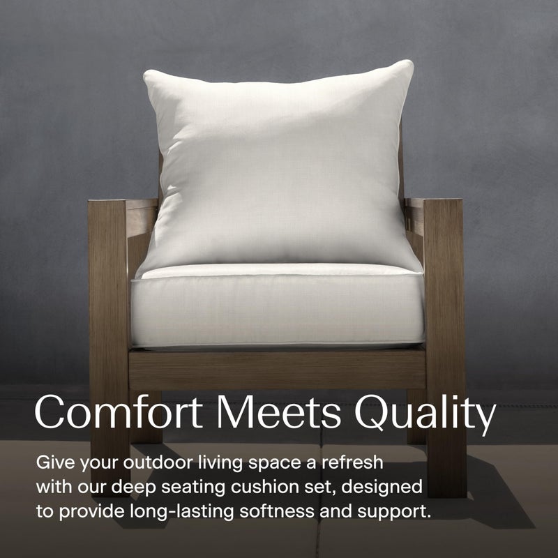 Honeycomb Outdoor Heritage Deep Seat, 24 x 23, Textured Solid Bone Chair Cushion with Removable Cover, for Patio Furniture - Image 2