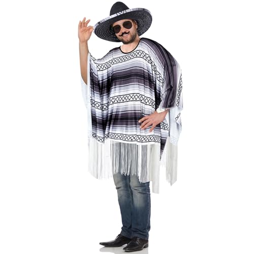 Yahenda 4 Pcs Mexican Costume Set for Adults Include Mexican Serape Poncho Sombrero Sunglasses Moustache(Novelty) - Image 4