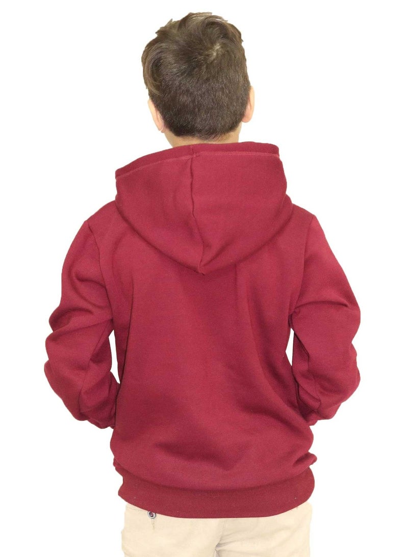 Hoodie Melton Cotton For Kids - Burgundy