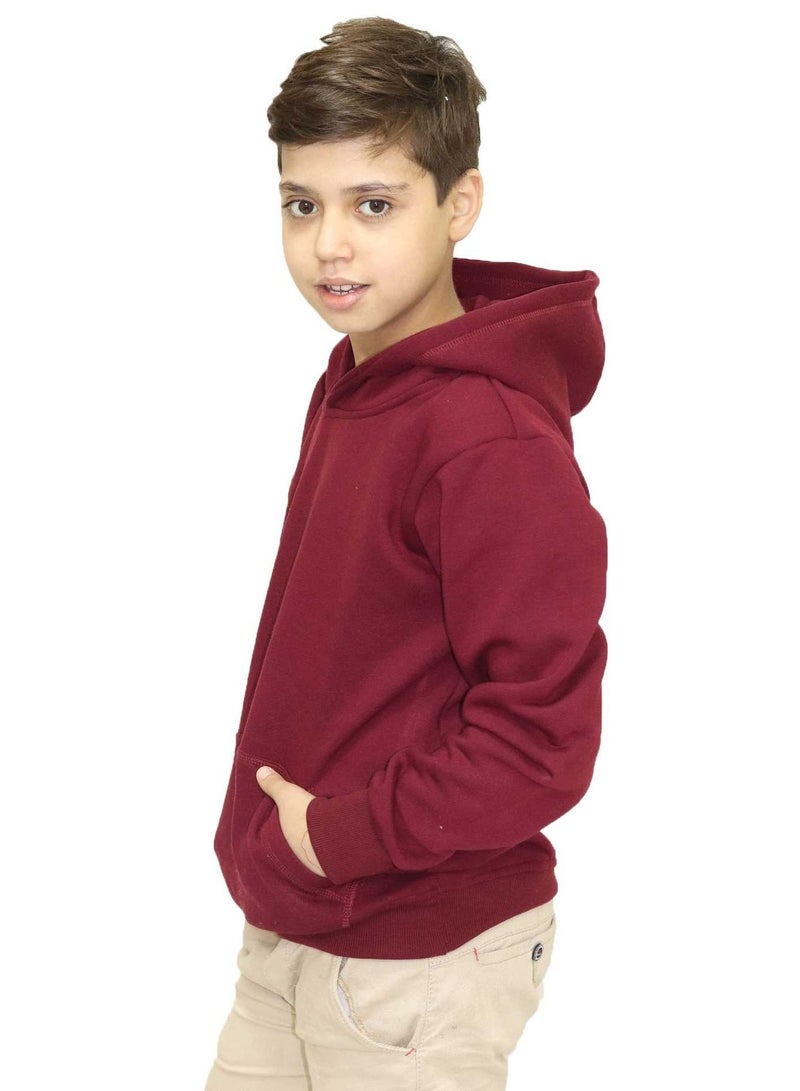 Hoodie Melton Cotton For Kids - Burgundy