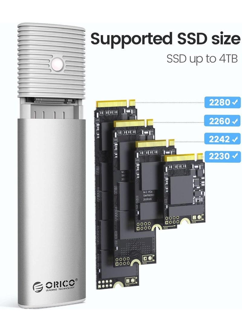 Orico - Usb3.2 Gen2 10GBPS 4tb M.2 Nvme Ngff SSD Enclosure Harddisk Box, Sata PCIE M-Key B+M Key, 2230/2242/2260/2280, White, Pwem2-G2-Wh - Image 1