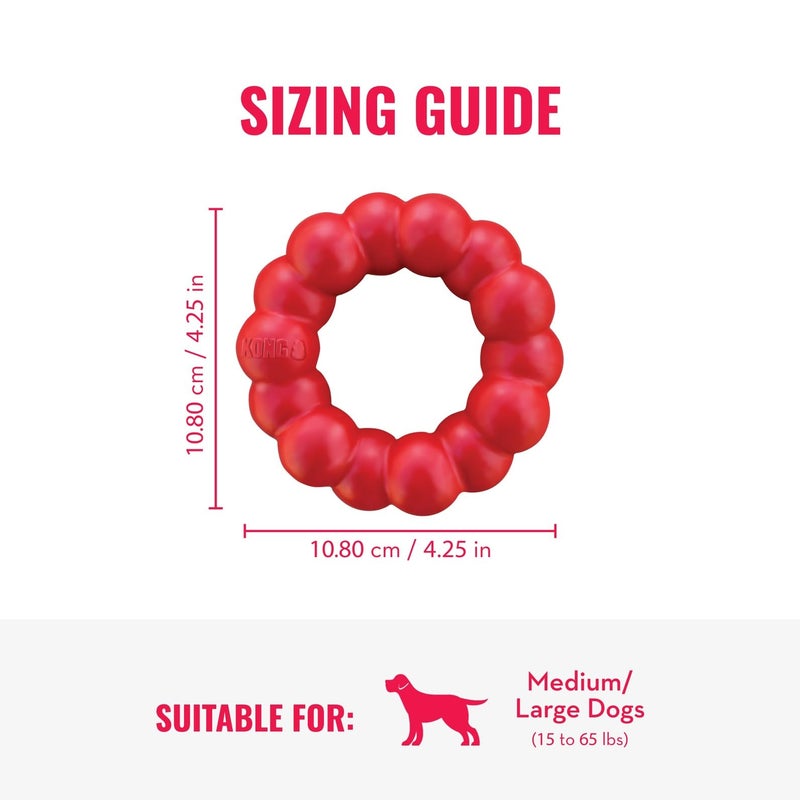 KONG Ring - Natural Rubber Ring Toy for Healthy Chewing Habits - Chew Toy Supports Dog Dental Health - Dog Toy Supports Instincts During Playtime - for Medium/Large Dogs - Image 4