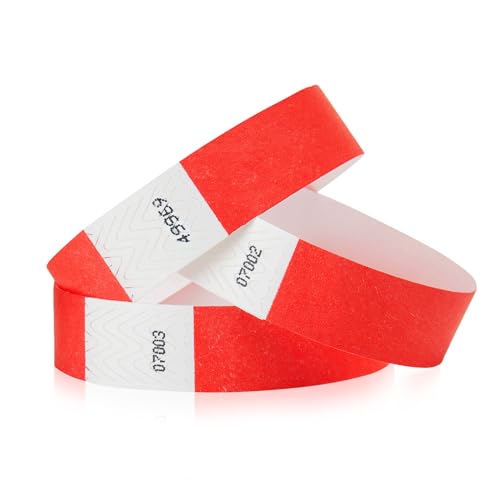 Wristco 1,000 WristCo Neon Red Tyvek Wristbands for Events - Tamper-Proof Design & Fluorescent Color Prevent Reuse Premium-Grade Bracelets for Hospital & Medical ID, Party & VIP Identification - Image 1