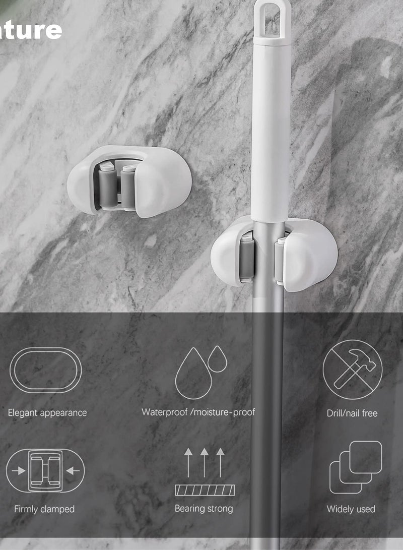 SYOSI Broom And Mop Holder Wall Mounted 3 Piece Set, Broom Holder Wall Mounted Self Adhesive, Strong Self Adhesive Cleaning Product Organiser, Wall Gripper For Bathroom, Garden, Garage - Image 3