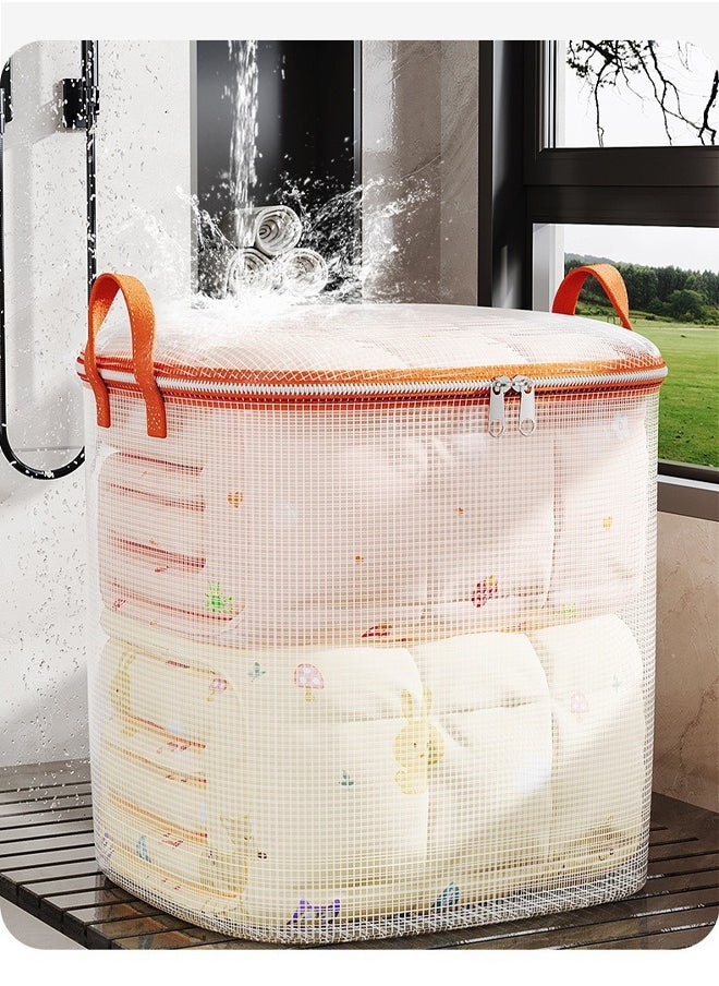HQ-GAMING 100L Large Storage Bag Quilt Storage Bag with Carry Handles, Clothes Storage Bins Foldable Closet Organizers Storage Containers with Zipper for Blankets, Bedding, 50*40*50cm  - Image 4