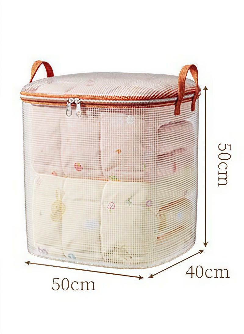 HQ-GAMING 100L Large Storage Bag Quilt Storage Bag with Carry Handles, Clothes Storage Bins Foldable Closet Organizers Storage Containers with Zipper for Blankets, Bedding, 50*40*50cm  - Image 2
