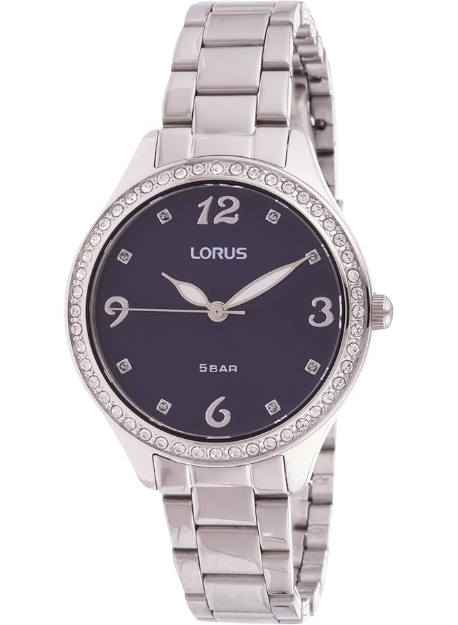 لوراس ساعة كوارتز تناظرية من الفولاذ المقاوم للصدأ بمينا أزرق داكن للنساء RG235TX9 - Image 1