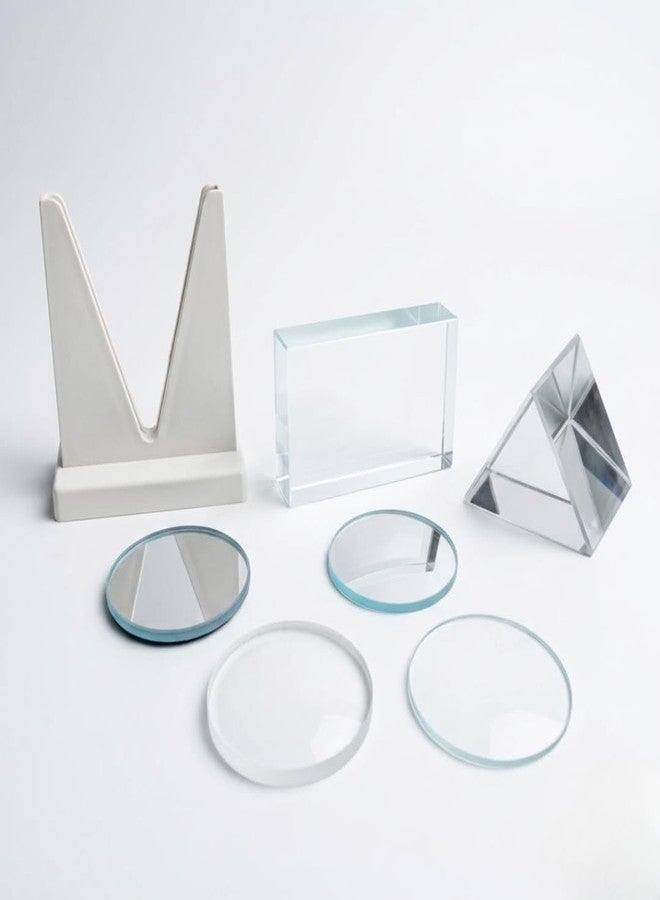 SBT INSTRUMENTS SBT Optical Physics Experiment Kit - Glass Prism, Lenses, Slab & Mirrors Set for Light Refraction, Reflection & Science Experiments STEM Science Lab Equipment (Set of 7) - Image 1