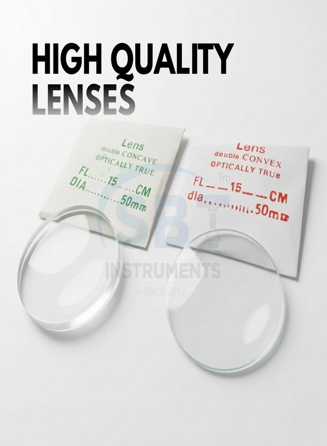 SBT INSTRUMENTS SBT Optical Physics Experiment Kit - Glass Prism, Lenses, Slab & Mirrors Set for Light Refraction, Reflection & Science Experiments STEM Science Lab Equipment (Set of 7) - Image 3
