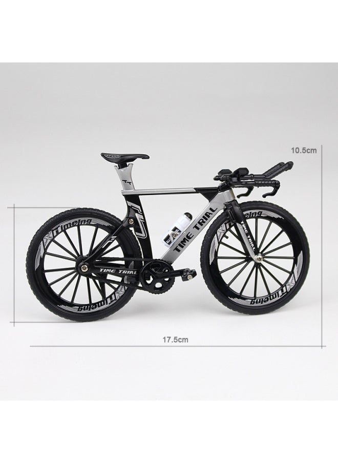 Generic - Creative Alloy Mini Bicycle Model Ornament Toy Collection Single Speed Bike Diecast Metal Vehicle Display-Color:TT Chronograph Racing Black Silver - Image 1