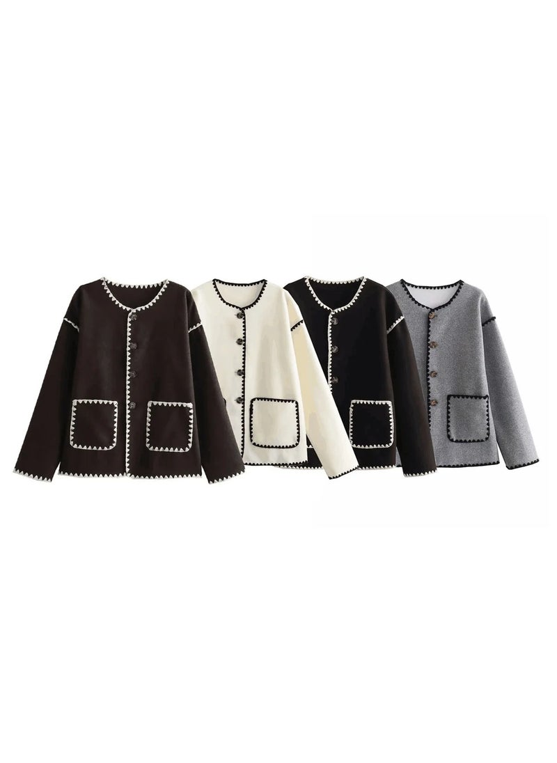 Generic - ZUR Style Woolen Coat Autumn/Winter Loose Fit Comfort Casual Chic Brown - Image 1