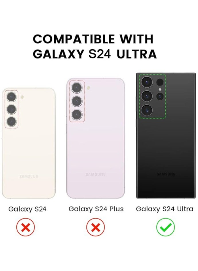 (3+2PCS) Camera Lens Protector for Samsung Galaxy S24 Ultra 5G, 9H Tempered Glass Camera Cover Screen Protector Metal Individual Ring [Installation Tray][Removal tool][Case Friendly]- Phantom Black  - Image 4