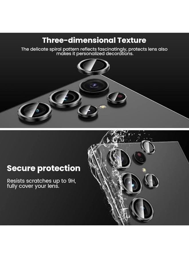(3+2PCS) Camera Lens Protector for Samsung Galaxy S24 Ultra 5G, 9H Tempered Glass Camera Cover Screen Protector Metal Individual Ring [Installation Tray][Removal tool][Case Friendly]- Phantom Black  - Image 3