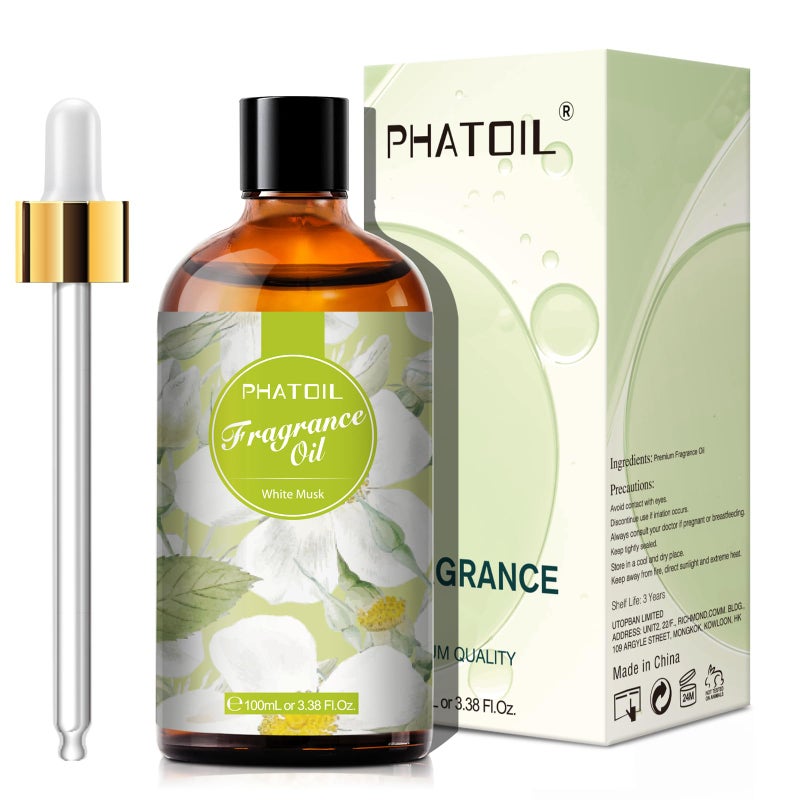 PHATOIL 3.38FL.OZ White Musk Fragrance Oils for Aromatherapy, Essential Oils for Diffusers for Home, Perfect for Diffuser, DIY Candle and Soap Making, DIY Scented Products - 100ml - Image 2