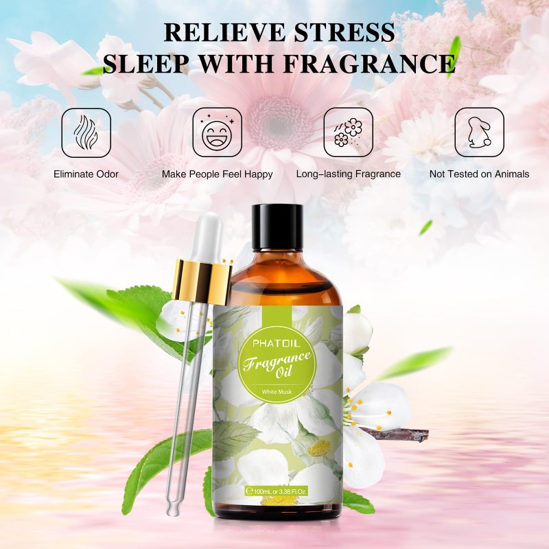 PHATOIL 3.38FL.OZ White Musk Fragrance Oils for Aromatherapy, Essential Oils for Diffusers for Home, Perfect for Diffuser, DIY Candle and Soap Making, DIY Scented Products - 100ml - Image 4