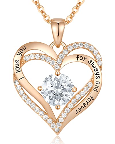 CDE Forever Love Heart Necklaces for Women, Wedding Anniversary, Birthday Mothers Day Gifts for Mom, Mother, Wife, Girlfriend, S925 Silver Jewelry with Birthstone Pendant - Image 1