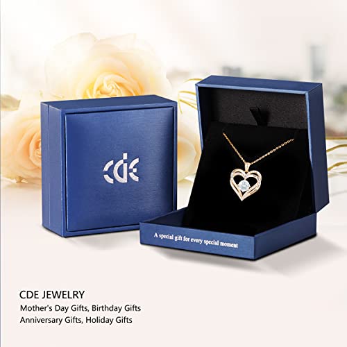 CDE Forever Love Heart Necklaces for Women, Wedding Anniversary, Birthday Mothers Day Gifts for Mom, Mother, Wife, Girlfriend, S925 Silver Jewelry with Birthstone Pendant - Image 4