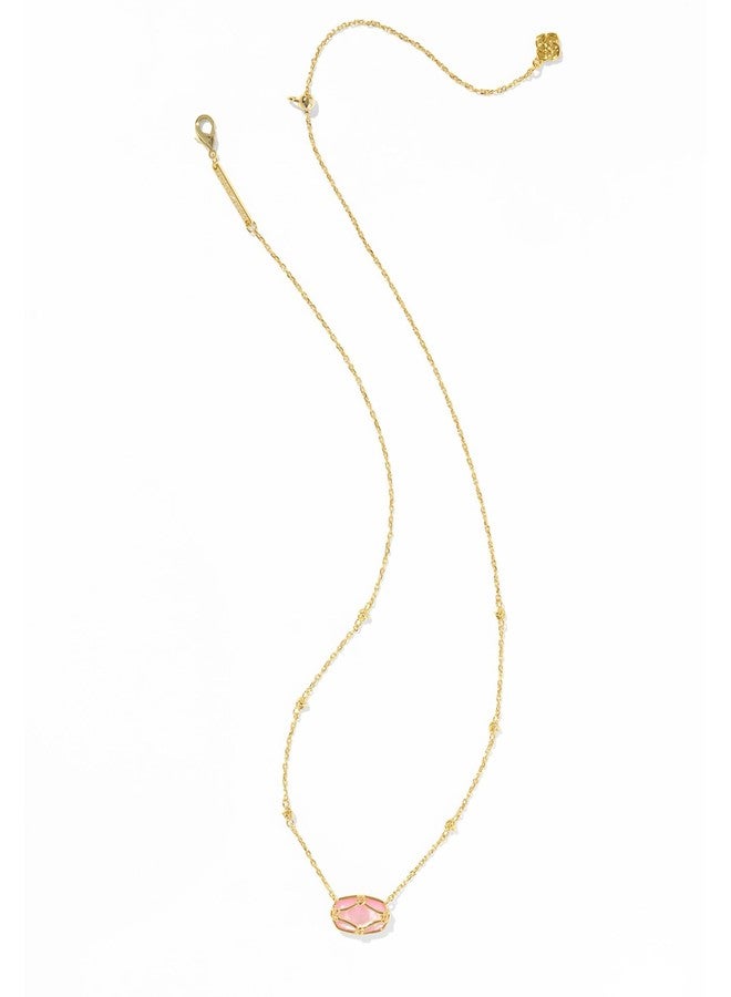 Kendra Scott Womens Elisa Lattice Frame Short Pendant Necklace Gold Blush Ivory Mother of Pearl One Size One Size