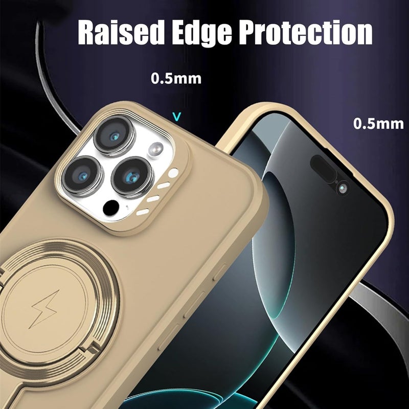 YUANSHXM-Magnetic Cover for iPhone 16/16 Pro/16 Plus/16 Pro Max, Matte PC Anti -Scratch Ultra Thin Standing Phone Case Support Wireless Charging (16plus,Gold) - Image 2
